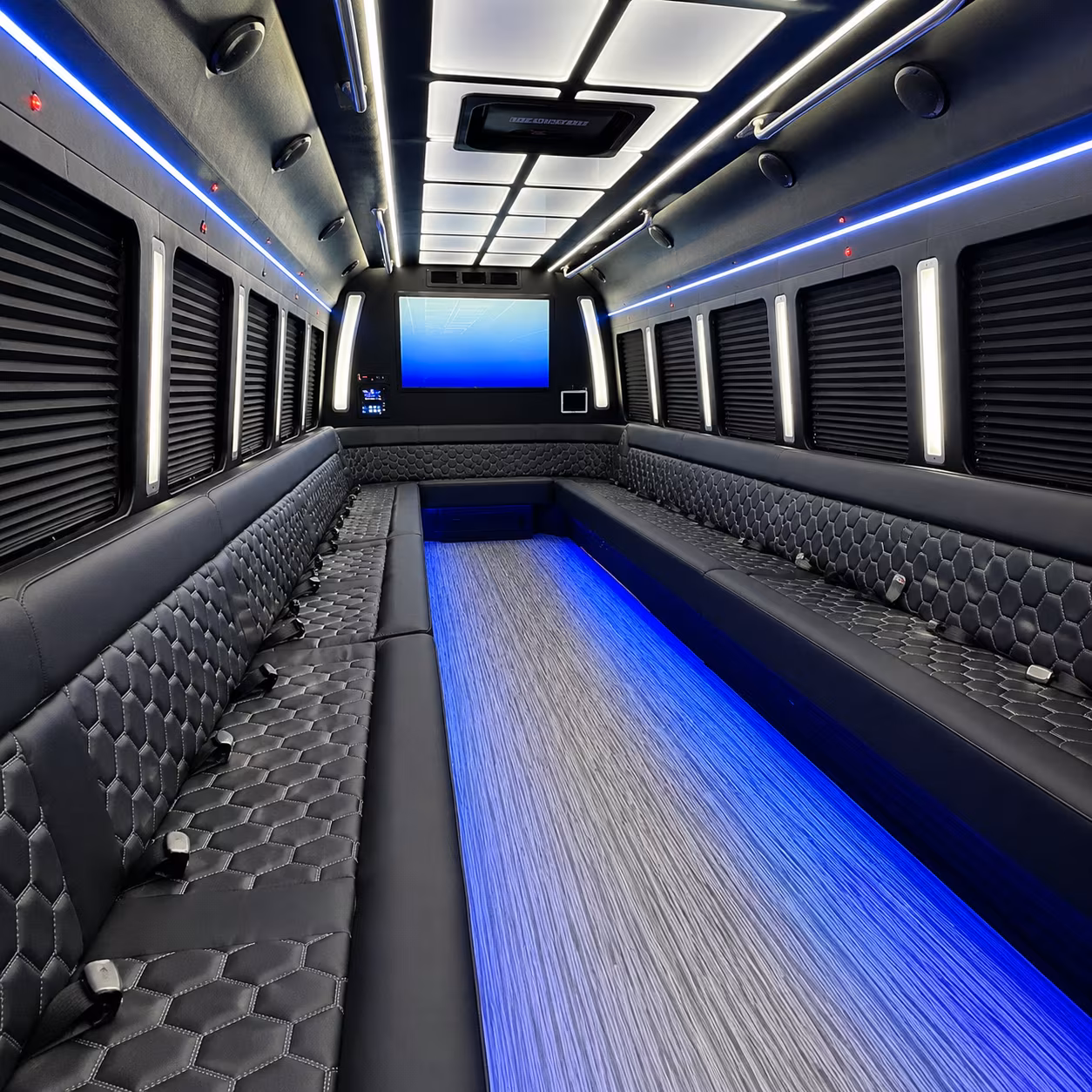palm bay 50 passenger party bus inside